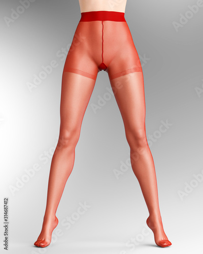 Long slender sexy legs woman nylon pantyhose. photo