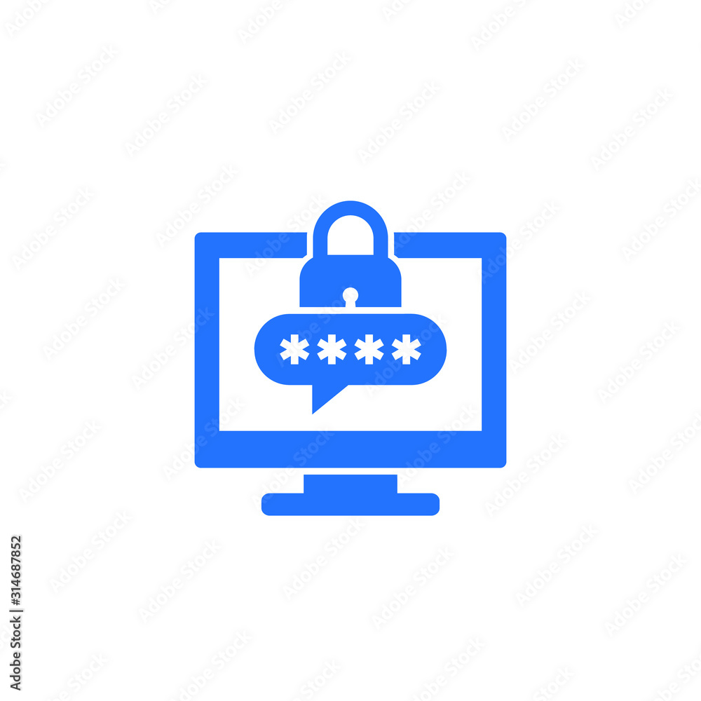 computer with password access icon, security concept computer with password access icon, security concept
