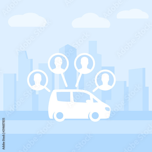 carsharing service, rent car in the city, vector illustration