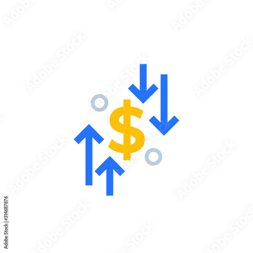 cost reduction or cutting, vector icon