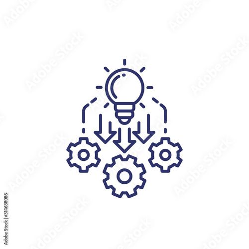Implementation, implement icon, line vector