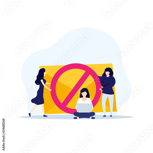 Blocked mail vector concept, flat style