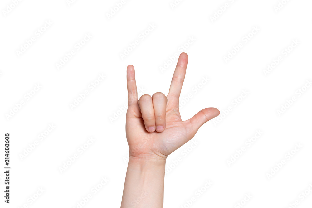 Hands of Client show Love sign isolated on white background with clipping path. Hands of Client show Love sign isolated on white background with clipping path.