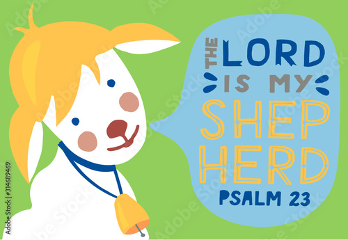 Hand lettering The Lord is my Shepherd with sheep