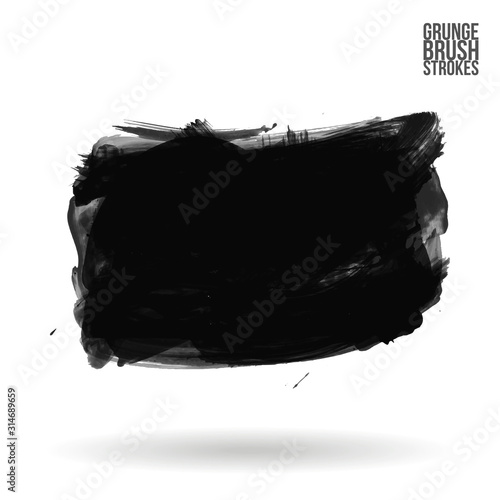 Grey brush stroke and texture. Grunge vector abstract hand - painted element. Underline and border design.