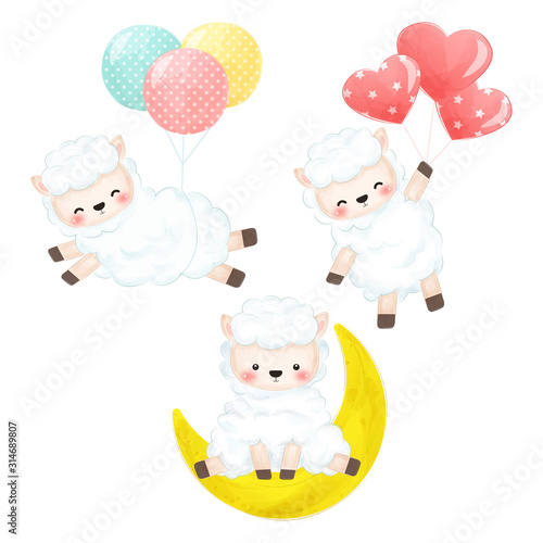 cute lamb illustration for decoration
