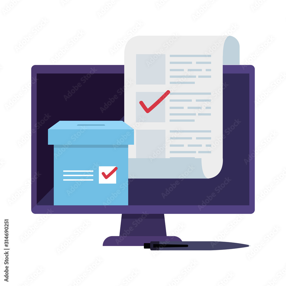 computer for vote online isolated icon vector illustration design computer for vote online isolated icon vector illustration design