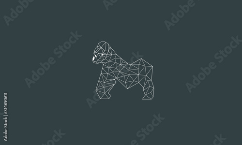 A line art geometric icon logo of a gorilla 