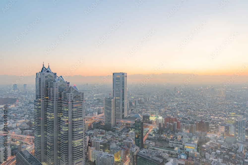 Fototapeta premium 東京都新宿区西新宿にある東京都庁から見る東京の夕景