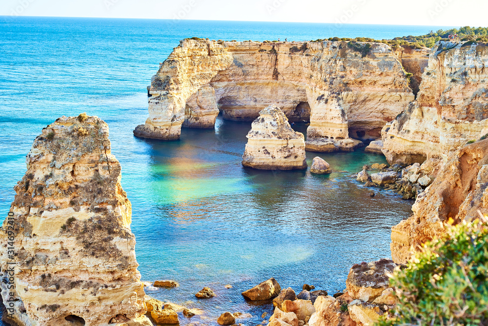 Cliffs and ocean, Praia da Marinha, Algarve, Portugal