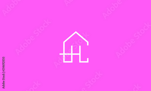 Alphabet letter monogram icon logos CH in house shape 