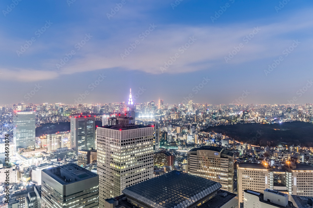 東京都新宿区西新宿にある東京都庁から見た東京の夜景
