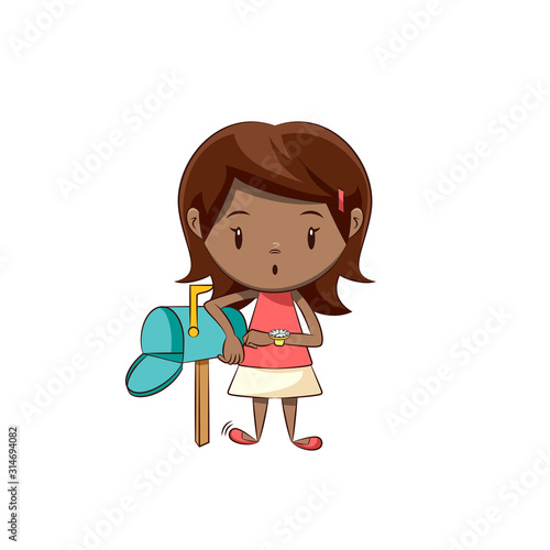Little girl waiting mail