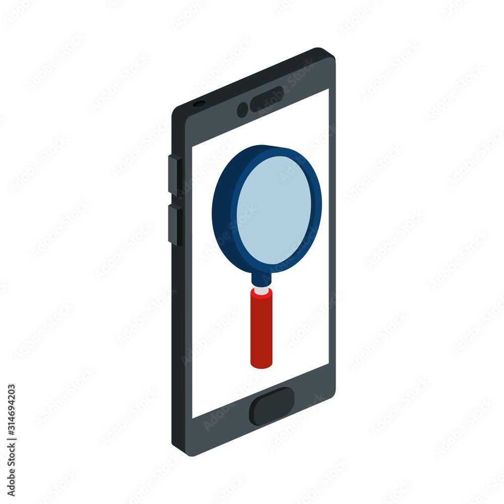 smartphone device with magnifying glass vector illustration design smartphone device with magnifying glass vector illustration design