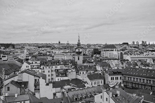 Cityscape of Prague: panoramic view of the roofs of the city (Prague, Czech Republic, Europe)