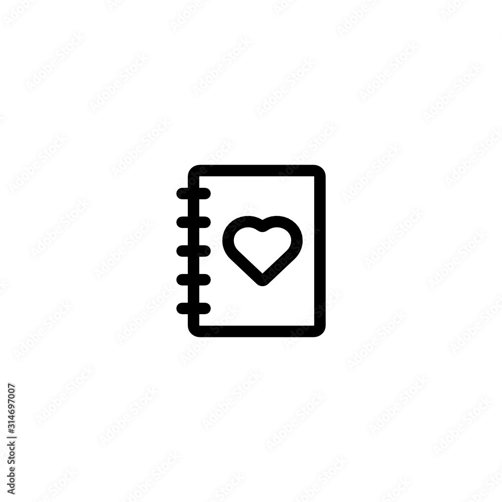 Love notebook diary in heart Icon, Logo, Vector Love notebook diary in heart Icon, Logo, Vector