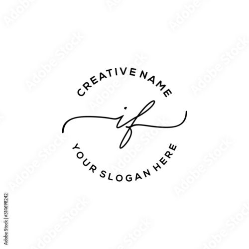 Initial letter IF Signature handwriting Logo Vector photo