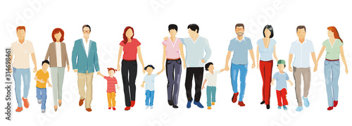 Familien mit  Kinder, Eltern und Freunde haben Spaß