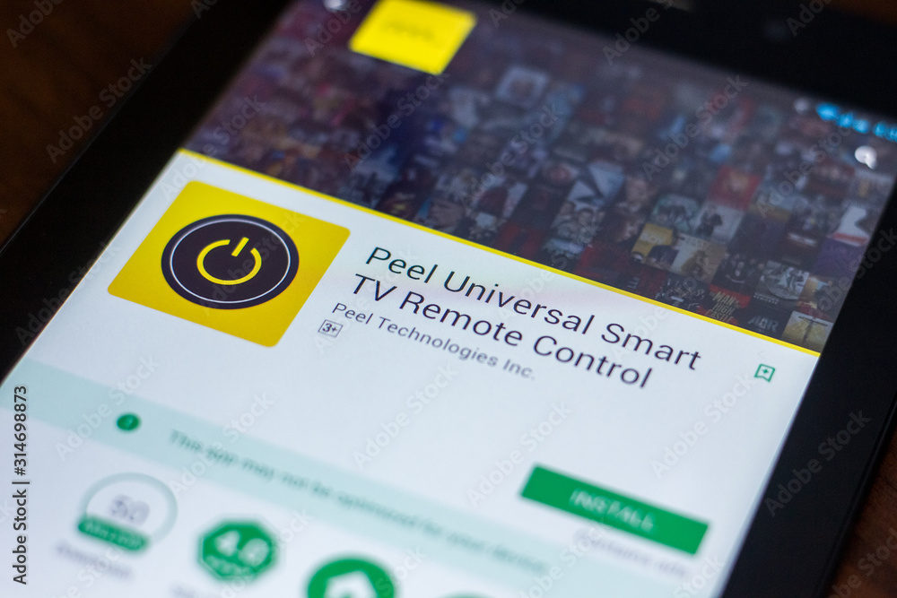 Ryazan, Russia - March 21, 2018 - Peel Universal Smart TV remote control  app on the display of tablet PC. foto de Stock | Adobe Stock