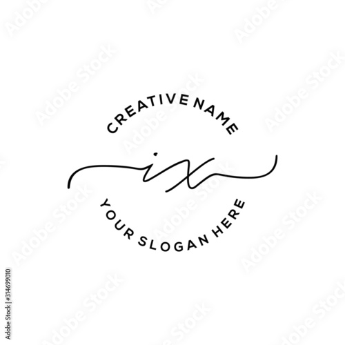 Initial letter IX Signature handwriting Logo Vector photo