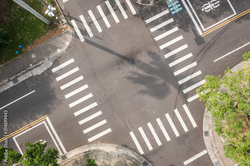 aerial view of street intersection