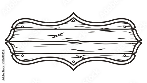 Vintage blank wooden saloon signboard concept