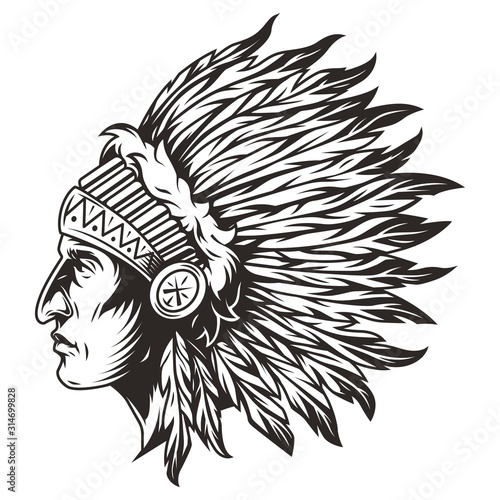 Native american indian chief head