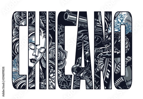 Vintage Chicano inscription concept