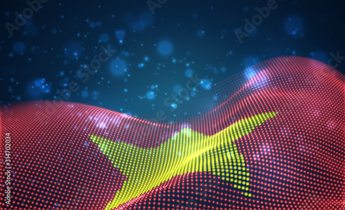 Vector bright glowing country flag of abstract dots. Vietnam