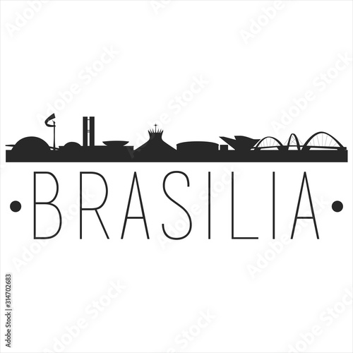 Brasilia Brazil. City Skyline. Silhouette City. Design Vector. Famous Monuments.
