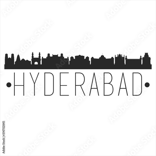 Hyderabad India. City Skyline. Silhouette City. Design Vector. Famous Monuments.