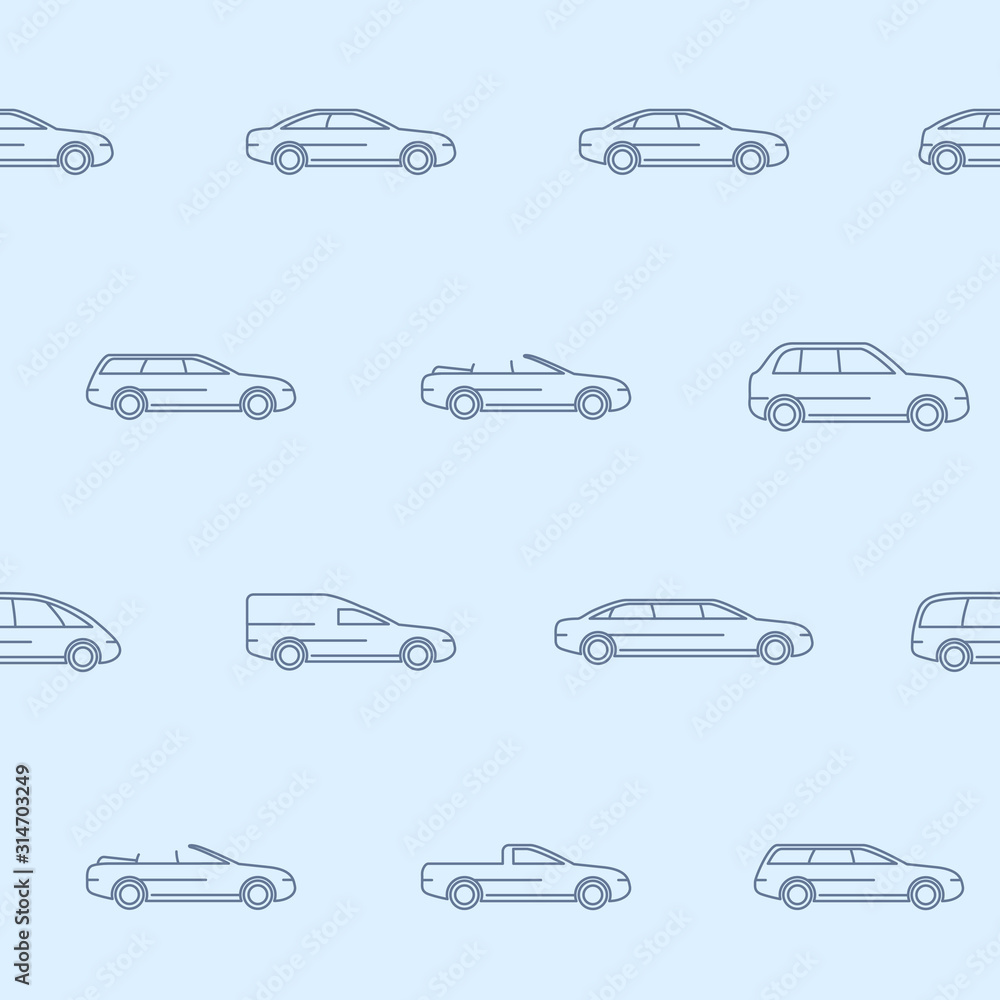 Car background - Vector seamless pattern of transportation for graphic design