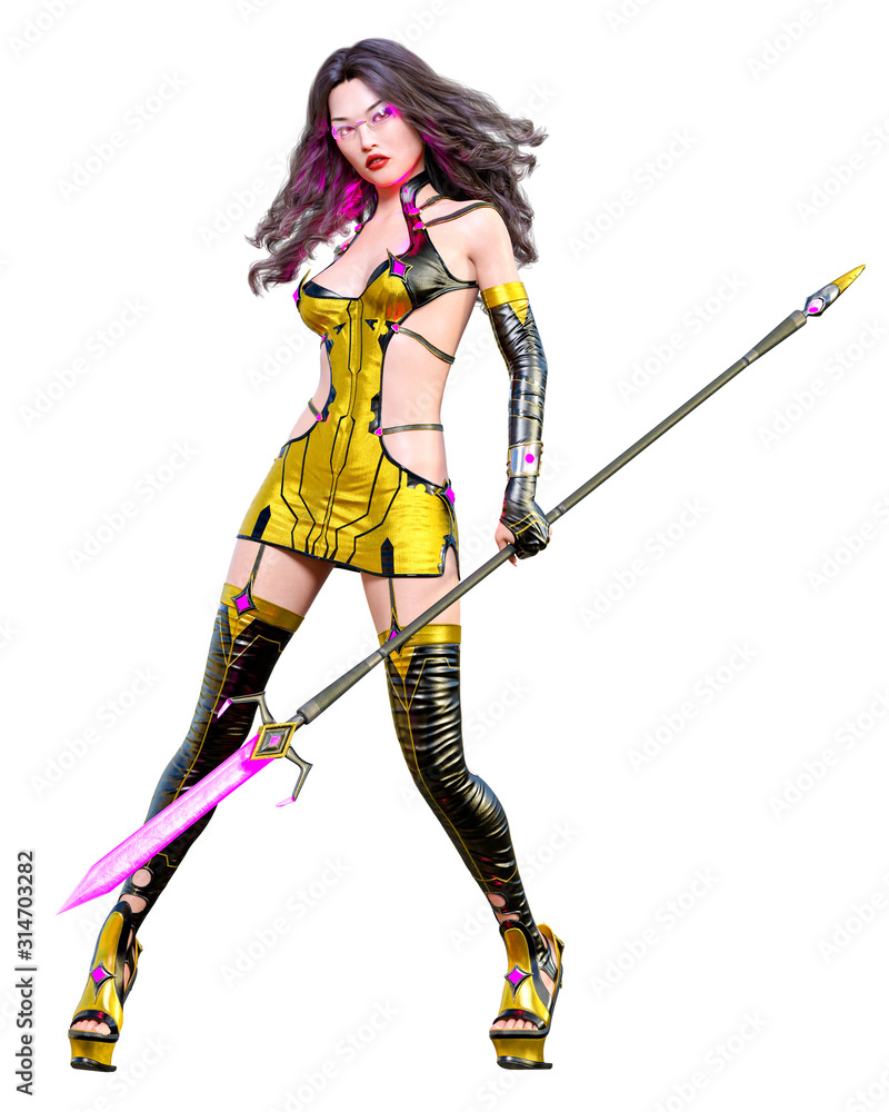 3D japanese assassin warrior amazon woman render. 3D japanese assassin warrior amazon woman render.