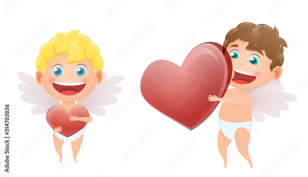 vector set of cupids of angels for valentines day vector set of cupids of angels for valentines day