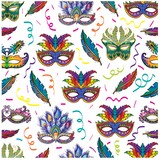 Colorful festive seamless pattern with carnival masks