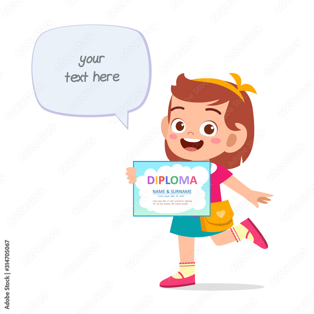 happy cute little kid girl holding certificate happy cute little kid girl holding certificate