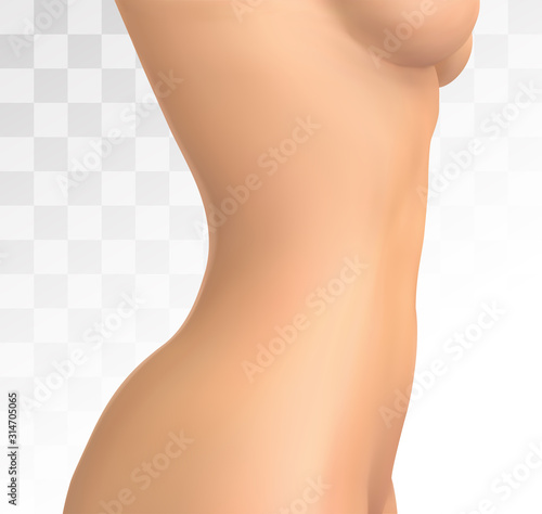 vector female body on a white background. photo realistic mesh