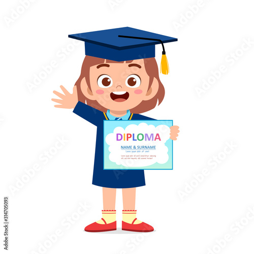 happy cute little kid girl graduate from school