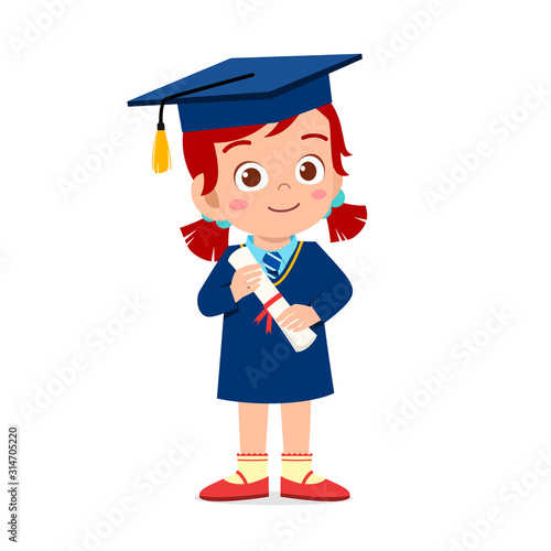 happy cute little kid girl graduate from school