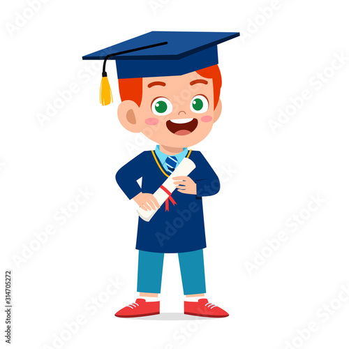 happy cute little kid boy graduate from school