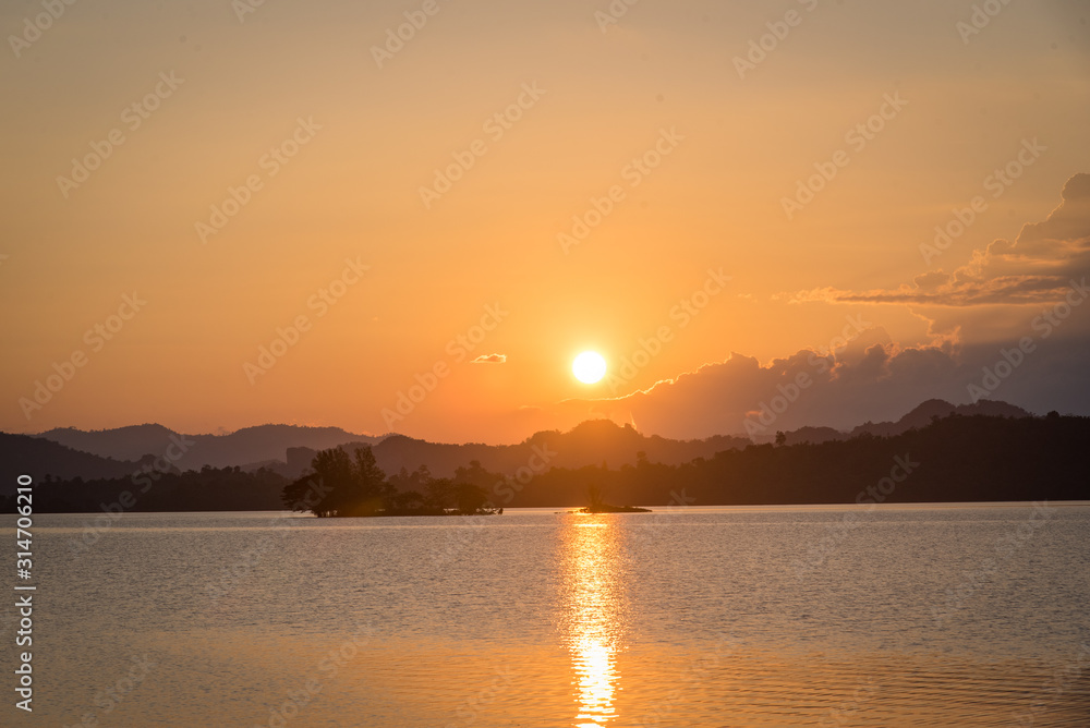 The sunset in POM PEE national park in Thailand The sunset in POM PEE national park in Thailand