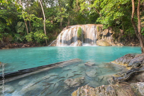 Erawan The grand of waterfall in Thailand