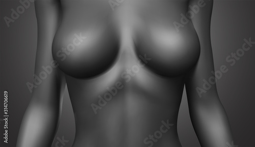 vector female body colorless tones. photo realistic mesh
