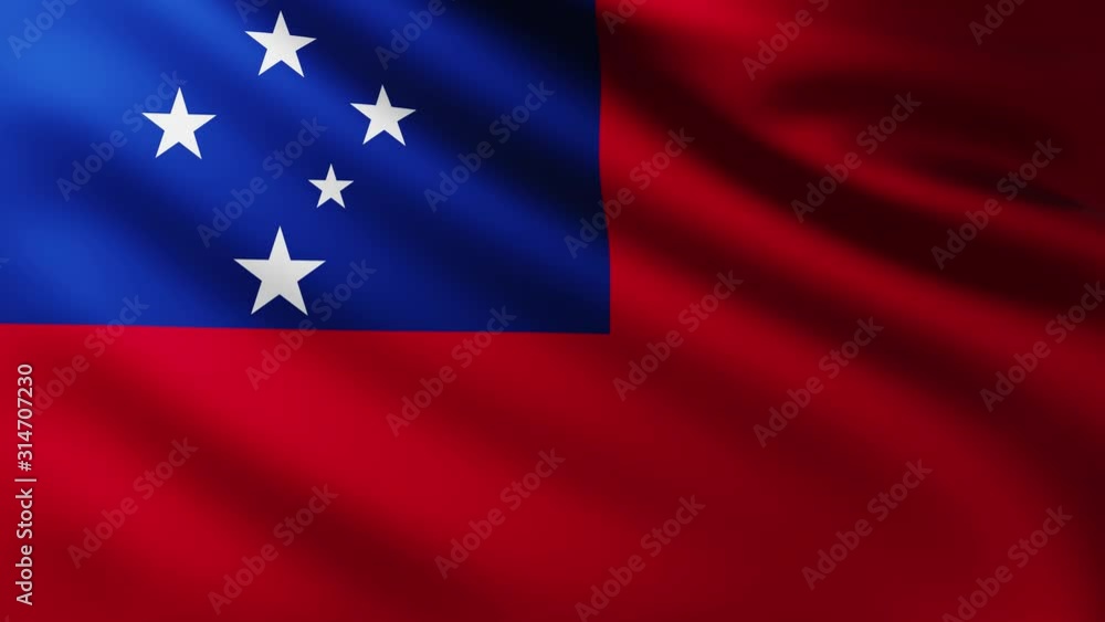 Large Samoan Flag fullscreen background fluttering in the wind Large Samoan Flag fullscreen background fluttering in the wind
