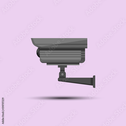 CCTV flat icon design on color background