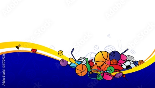 Vector sport ball and equipment  background.