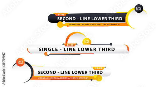 Vector  lower third or television news bar design template isolated on white background
