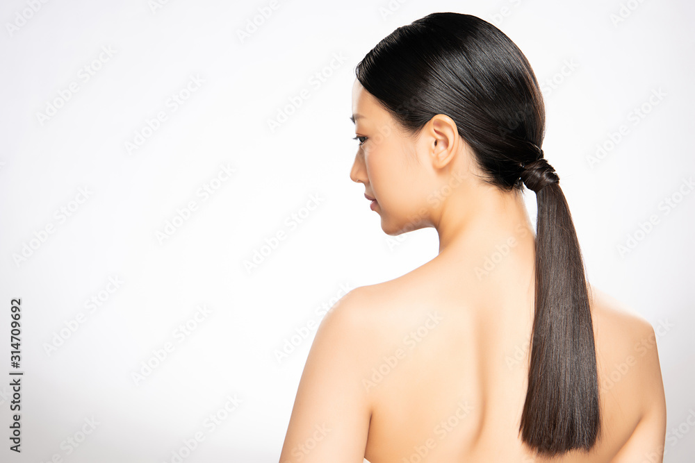 Portrait beautiful young asian woman clean fresh bare skin concept. Asian girl beauty face skincare and health wellness, Facial treatment, Perfect skin, Natural make up, on white background Portrait beautiful young asian woman clean fresh bare skin concept. Asian girl beauty face skincare and health wellness, Facial treatment, Perfect skin, Natural make up, on white background