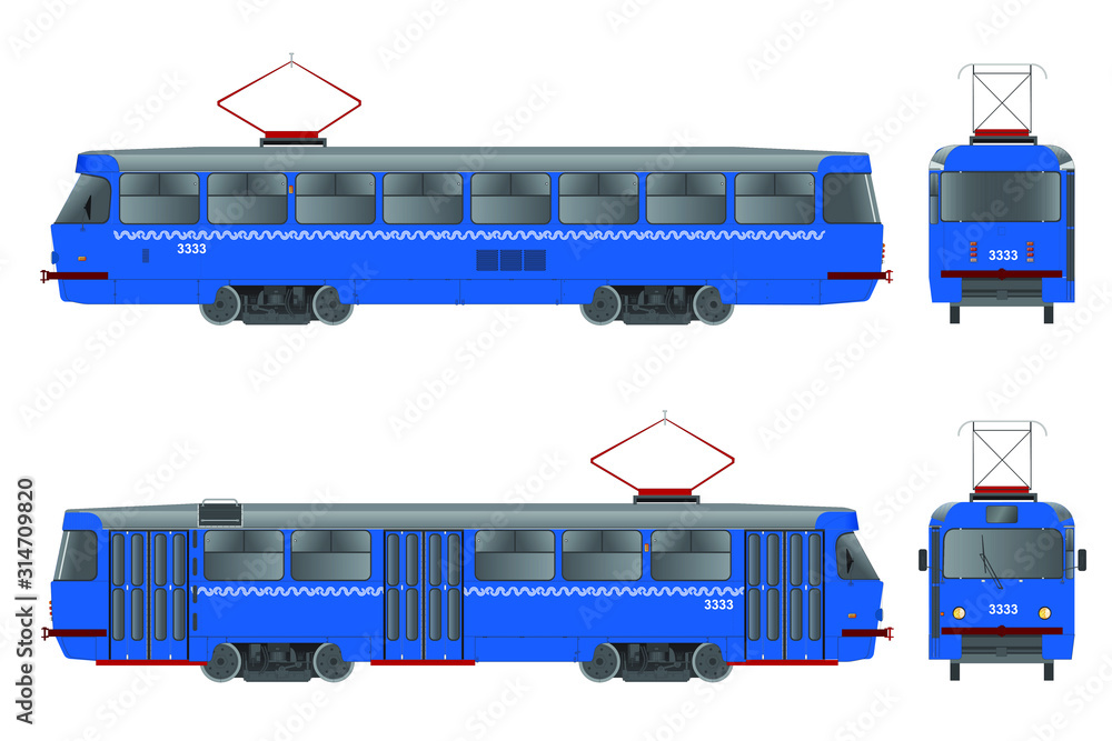 Russian blue tram from Moscow isolated - Vector Russian blue tram from Moscow isolated - Vector