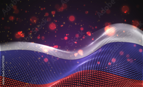 Vector bright glowing country flag of abstract dots. Russia